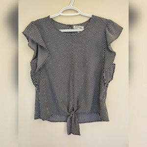 Striped Front Knotted Blouse
